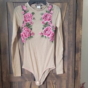 Vintage Sheer Embroidery Bodysuit.